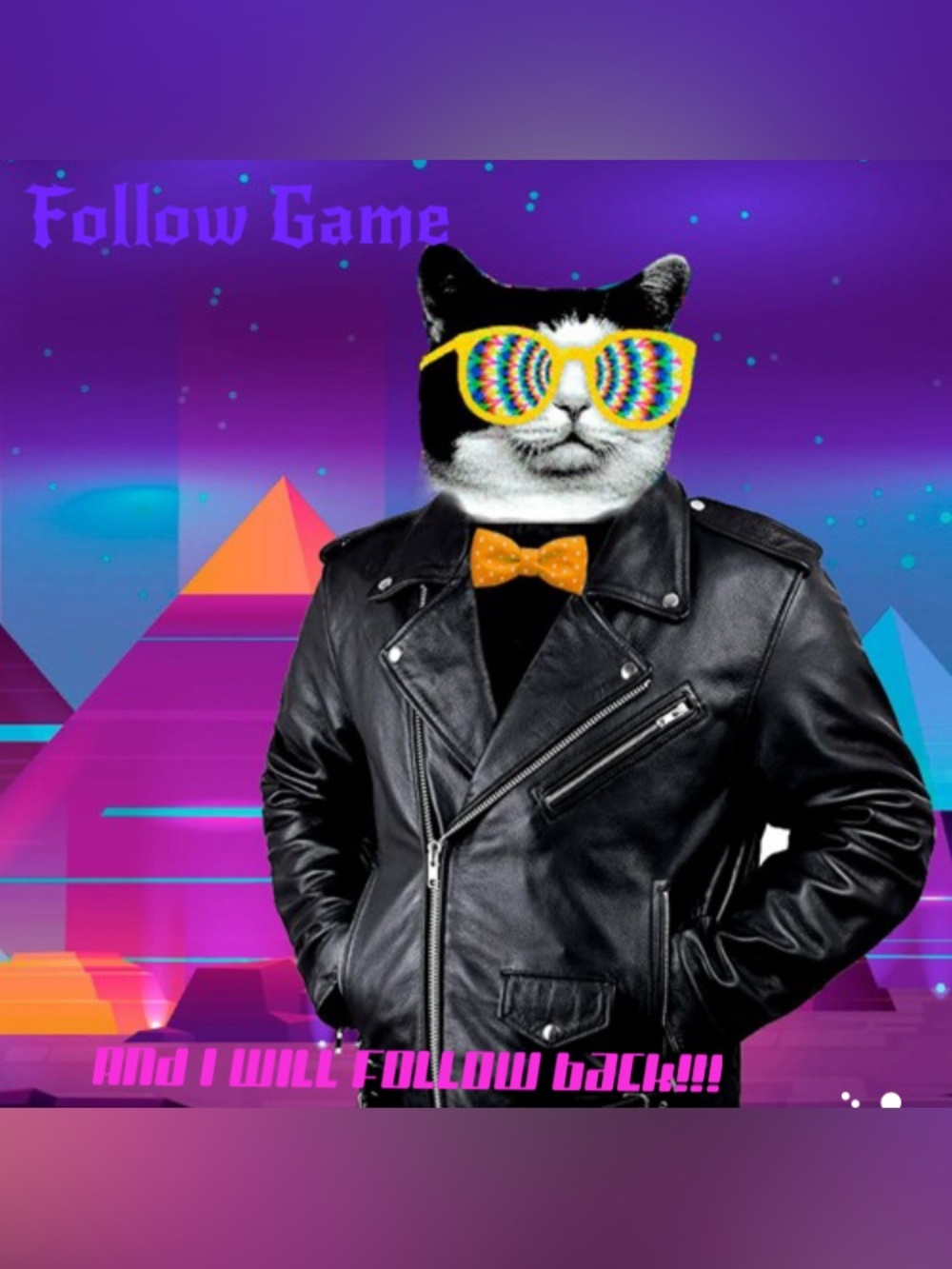 Coach Black Cat Biker Jacket with Yellow Bow Tie